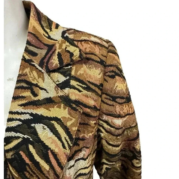 Donna Vinci Couture Tiger Print Long Coat-Size 14 Animal Print Statement Jacket - Picture 6 of 16